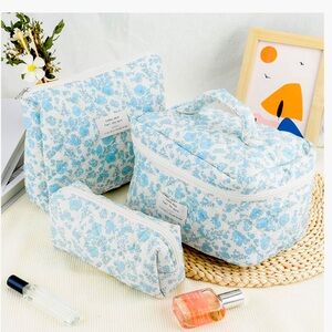 3 PIECES : Quilted Makeup Travel Bags NWT